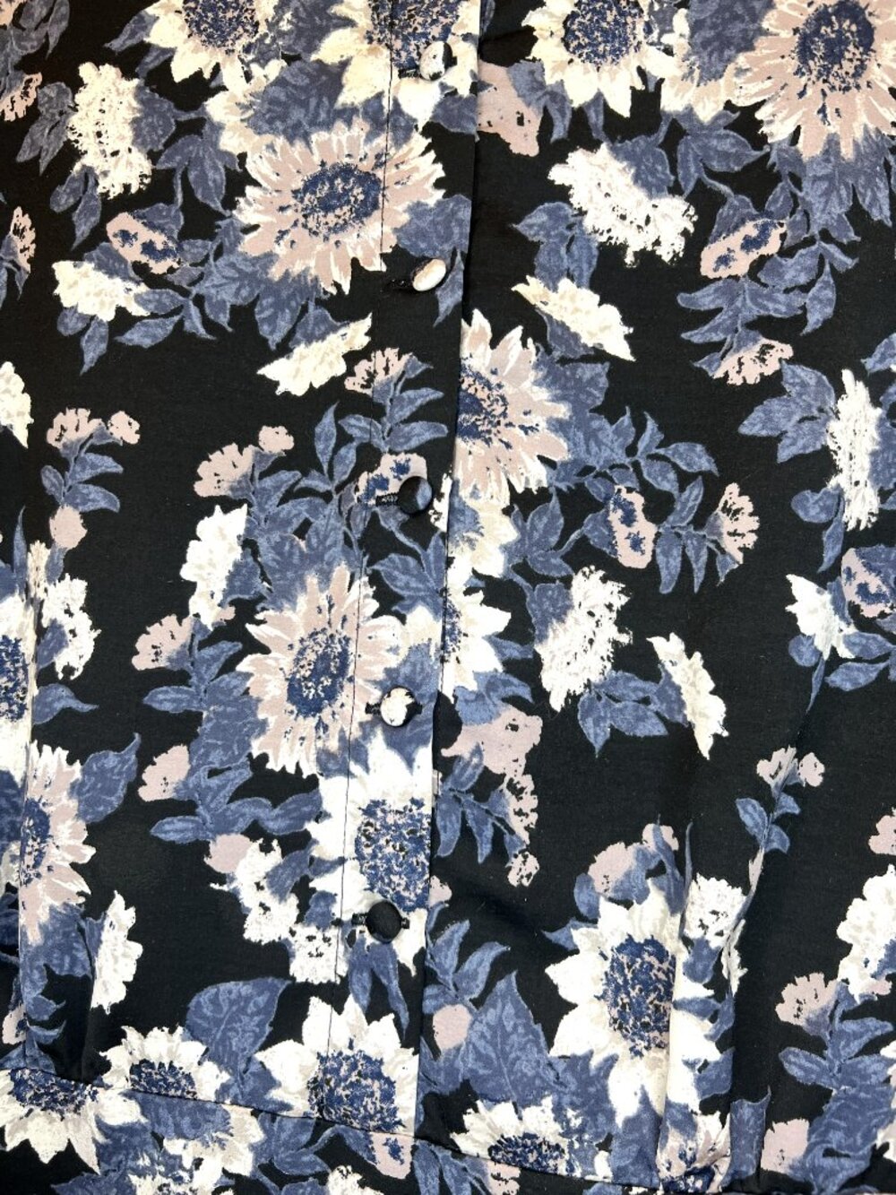 'Free People' Blue & Black Floral Long Sleeve Mini Dress Size 12 - Picture 6 of 8